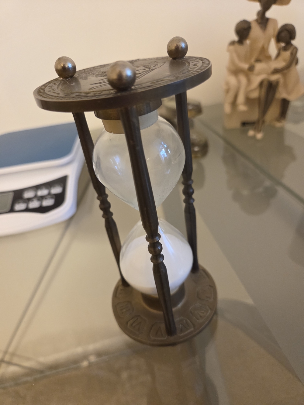 Brass Vintage Hourglass with White Sand Mid Century Decor Excellent
